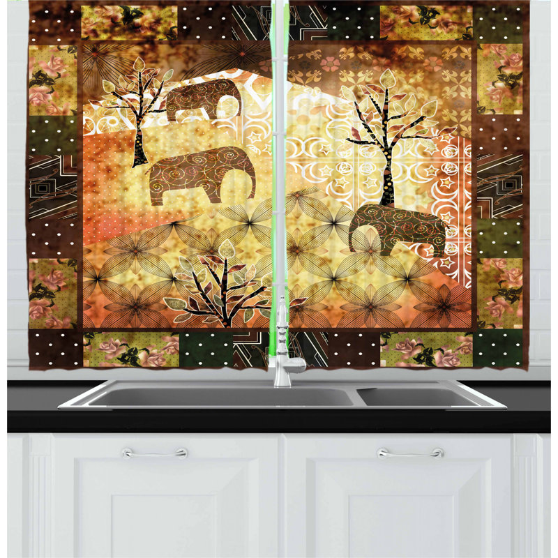 East Urban Home African 2 Piece Kitchen Curtain Wayfair